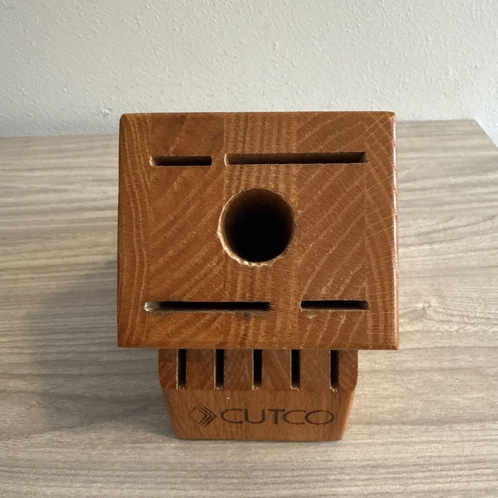 Cutco‎ 10 Slot Knife Block Honey Oak Holds 9 Knives + Sharpener Hole Made in USA - Picture 6 of 8